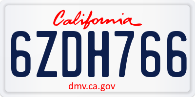 CA license plate 6ZDH766