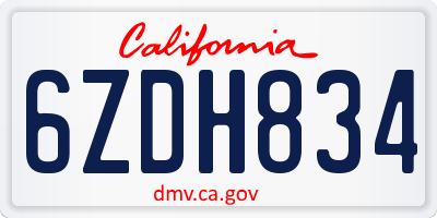 CA license plate 6ZDH834