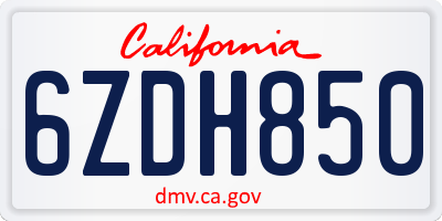 CA license plate 6ZDH850