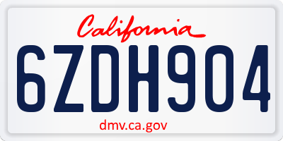 CA license plate 6ZDH904