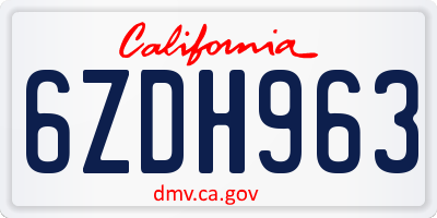 CA license plate 6ZDH963