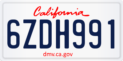 CA license plate 6ZDH991