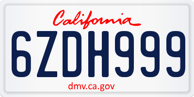 CA license plate 6ZDH999
