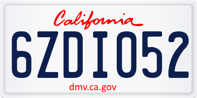 CA license plate 6ZDI052