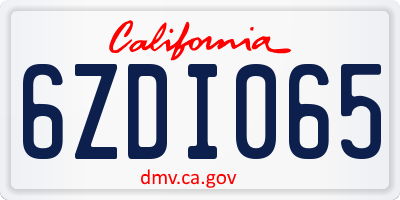 CA license plate 6ZDI065