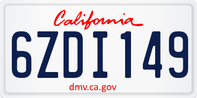 CA license plate 6ZDI149