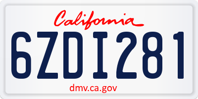 CA license plate 6ZDI281