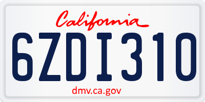 CA license plate 6ZDI310