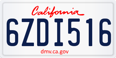 CA license plate 6ZDI516