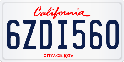 CA license plate 6ZDI560