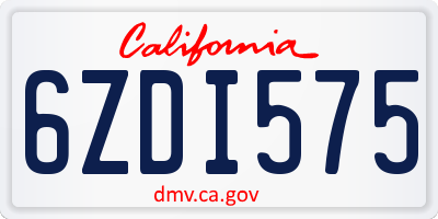 CA license plate 6ZDI575