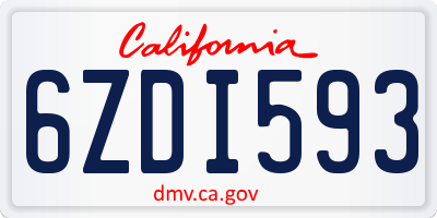 CA license plate 6ZDI593