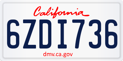 CA license plate 6ZDI736