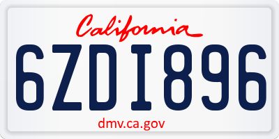 CA license plate 6ZDI896