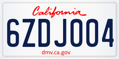 CA license plate 6ZDJ004