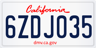 CA license plate 6ZDJ035