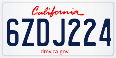CA license plate 6ZDJ224