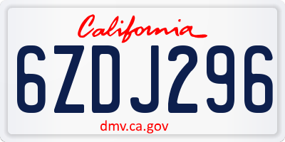 CA license plate 6ZDJ296