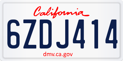 CA license plate 6ZDJ414