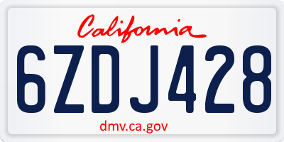 CA license plate 6ZDJ428
