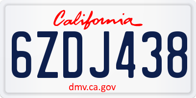 CA license plate 6ZDJ438