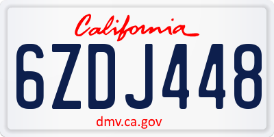 CA license plate 6ZDJ448