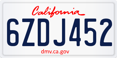 CA license plate 6ZDJ452
