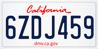 CA license plate 6ZDJ459