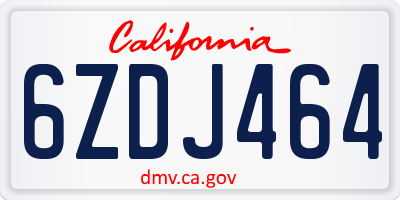 CA license plate 6ZDJ464