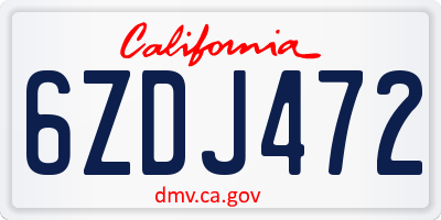 CA license plate 6ZDJ472