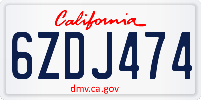 CA license plate 6ZDJ474