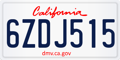 CA license plate 6ZDJ515