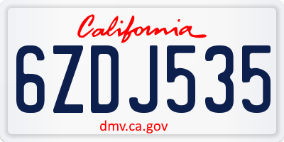 CA license plate 6ZDJ535