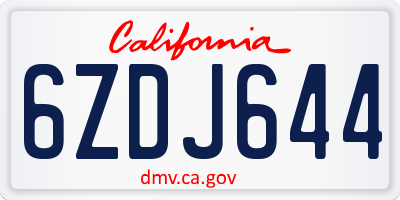 CA license plate 6ZDJ644