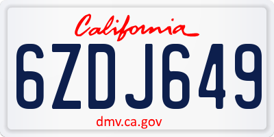 CA license plate 6ZDJ649