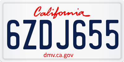 CA license plate 6ZDJ655