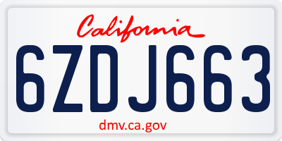 CA license plate 6ZDJ663