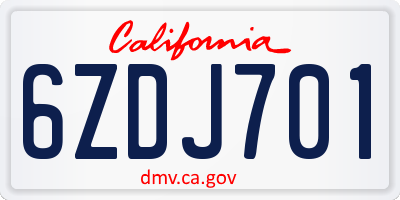 CA license plate 6ZDJ701