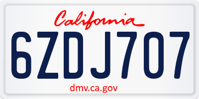 CA license plate 6ZDJ707
