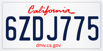 CA license plate 6ZDJ775