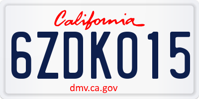 CA license plate 6ZDK015