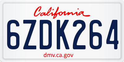 CA license plate 6ZDK264