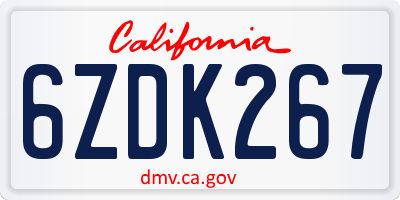 CA license plate 6ZDK267