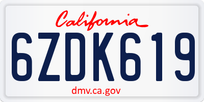 CA license plate 6ZDK619