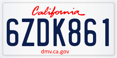 CA license plate 6ZDK861