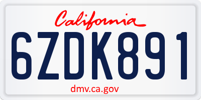 CA license plate 6ZDK891