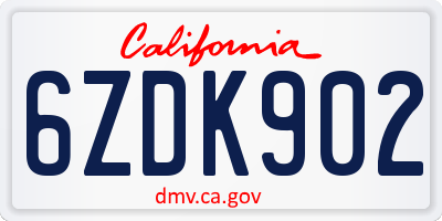 CA license plate 6ZDK902