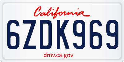 CA license plate 6ZDK969