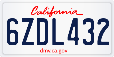 CA license plate 6ZDL432