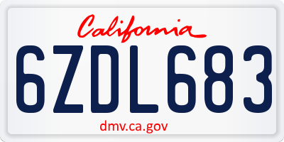 CA license plate 6ZDL683